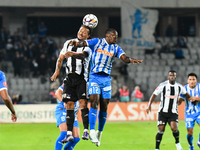 Hildeberto Jose Morgado Pereira and Basilio Ndong Owono Nchama are in action during the match between Universitatea Cluj and Universitatea C...