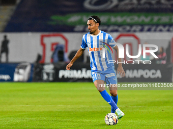 Stefan Baiaram is in action during the match between Universitatea Cluj and Universitatea Craiova at Cluj Arena Stadium in Cluj, Romania, on...