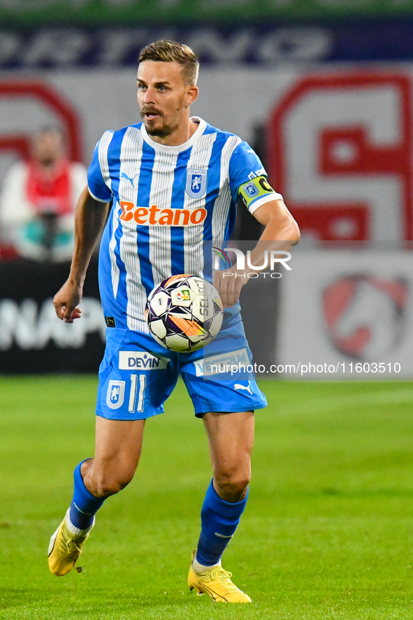 Nicusor Silviu Bancu plays during the match between Universitatea Cluj and Universitatea Craiova at Cluj Arena Stadium in Cluj, Romania, on...