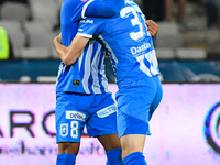 Takuto Oshima celebrates during the match between Universitatea Cluj and Universitatea Craiova at Cluj Arena Stadium in Cluj, Romania, on Se...