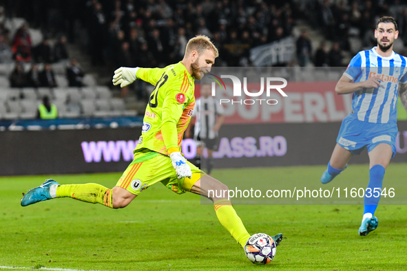 Edvinas Gertmonas is in action during the match between Universitatea Cluj and Universitatea Craiova at Cluj Arena Stadium in Cluj, Romania,...