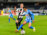 Lyes Hafid Houri and Vadim Rata are in action during the match between Universitatea Cluj and Universitatea Craiova at Cluj Arena Stadium in...