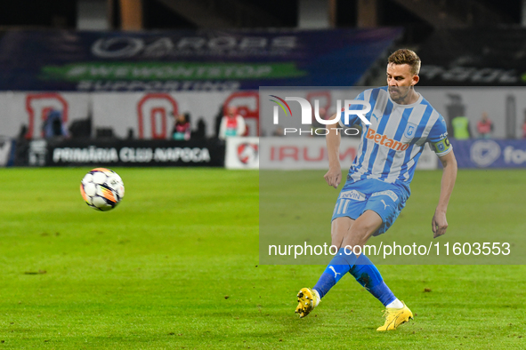 Nicusor Silviu Bancu plays during the match between Universitatea Cluj and Universitatea Craiova at Cluj Arena Stadium in Cluj, Romania, on...