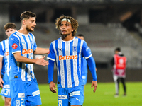 Cristian Mihai Capatina and Takuto Oshima participate in the match between Universitatea Cluj and Universitatea Craiova at Cluj Arena Stadiu...