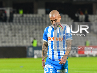 Ionut Alexandru Mitrita participates in the match between Universitatea Cluj and Universitatea Craiova at Cluj Arena Stadium in Cluj, Romani...