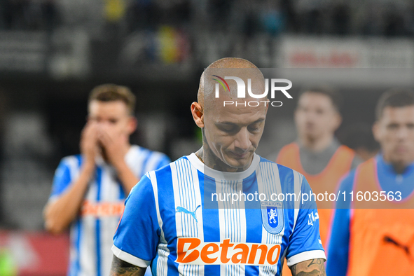 Ionut Alexandru Mitrita participates in the match between Universitatea Cluj and Universitatea Craiova at Cluj Arena Stadium in Cluj, Romani...