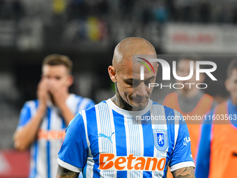 Ionut Alexandru Mitrita participates in the match between Universitatea Cluj and Universitatea Craiova at Cluj Arena Stadium in Cluj, Romani...