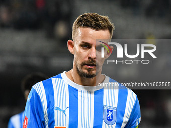 Nicusor Silviu Bancu participates in the match between Universitatea Cluj and Universitatea Craiova at Cluj Arena Stadium in Cluj, Romania,...