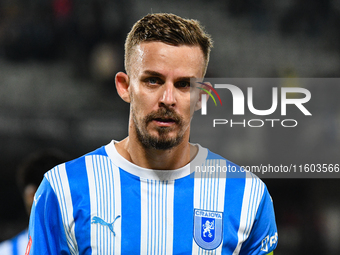 Nicusor Silviu Bancu participates in the match between Universitatea Cluj and Universitatea Craiova at Cluj Arena Stadium in Cluj, Romania,...