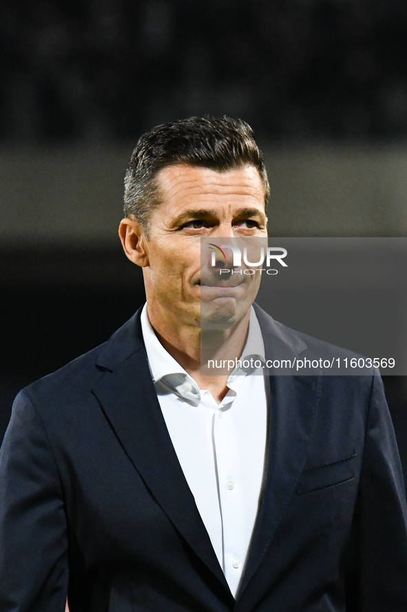 Constantin Galca participates in the match between Universitatea Cluj and Universitatea Craiova at Cluj Arena Stadium in Cluj, Romania, on S...