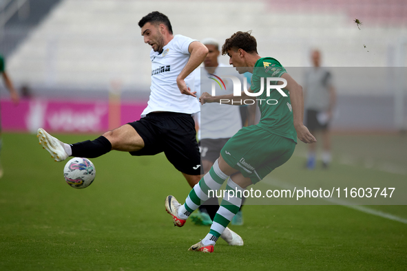 Owen Spiteri (front right) of Floriana is in action during the Malta 360 Sports Premier League soccer match between Floriana and Hibernians...