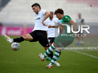 Owen Spiteri (front right) of Floriana is in action during the Malta 360 Sports Premier League soccer match between Floriana and Hibernians...