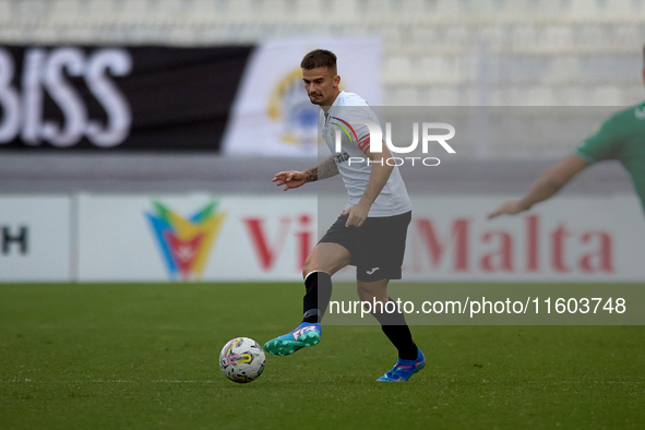 Bjorn Kristensen of Hibernians is in action during the Malta 360 Sports Premier League soccer match between Floriana and Hibernians at the N...