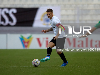 Bjorn Kristensen of Hibernians is in action during the Malta 360 Sports Premier League soccer match between Floriana and Hibernians at the N...