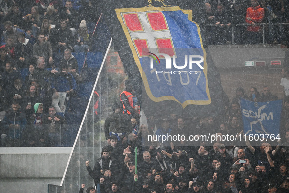 Calcio Como supporters during the Italian Serie A football match between Atalanta BC and Calcio Como in Bergamo, Italy, on September 23, 202...