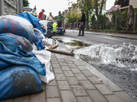 Water is being pump out of residential area after Nysa Klodzka river flooded town of Lewin Brzeski in southwestern Poland. September 23rd, 2...