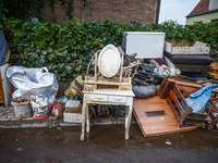 House items that were damaged by water are seen outside residential area after Nysa Klodzka river flooded town of Lewin Brzeski in southwest...