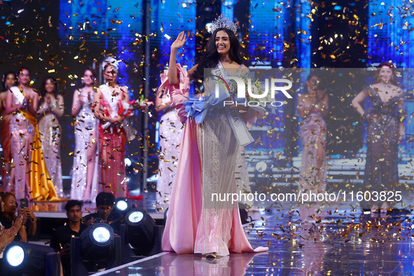 Rhea Singha is crowned Miss Universe India 2024 in Jaipur, Rajasthan, India, on September 22, 2024. 