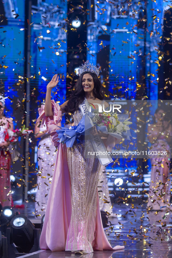 Rhea Singha is crowned Miss Universe India 2024 in Jaipur, Rajasthan, India, on September 22, 2024. 