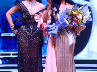 In Jaipur, Rajasthan, India, on September 22, 2024, Miss Universe India 2015 and Bollywood actor Urvashi Rautela crowns Rhea Singha as Miss...