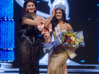 In Jaipur, Rajasthan, India, on September 22, 2024, Miss Universe India 2015 and Bollywood actor Urvashi Rautela crowns Rhea Singha as Miss...