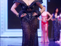 Miss Universe India 2015 and Bollywood actor Urvashi Rautela walks the ramp during the Miss Universe India 2024 grand finale in Jaipur, Raja...