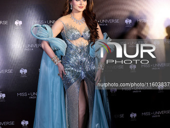 Miss Universe India 2015 and Bollywood actor Urvashi Rautela arrives during the grand finale of Miss Universe India 2024 in Jaipur, Rajastha...