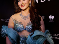 Miss Universe India 2015 and Bollywood actor Urvashi Rautela arrives during the grand finale of Miss Universe India 2024 in Jaipur, Rajastha...