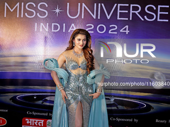 Miss Universe India 2015 and Bollywood actor Urvashi Rautela arrives during the grand finale of Miss Universe India 2024 in Jaipur, Rajastha...