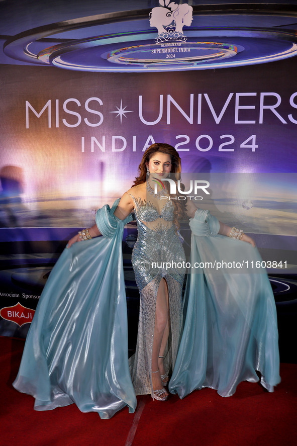 Miss Universe India 2015 and Bollywood actor Urvashi Rautela arrives during the grand finale of Miss Universe India 2024 in Jaipur, Rajastha...