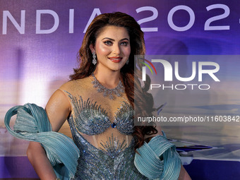 Miss Universe India 2015 and Bollywood actor Urvashi Rautela arrives during the grand finale of Miss Universe India 2024 in Jaipur, Rajastha...