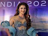 Miss Universe India 2015 and Bollywood actor Urvashi Rautela arrives during the grand finale of Miss Universe India 2024 in Jaipur, Rajastha...