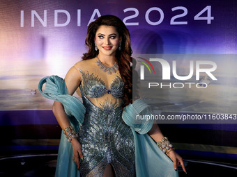 Miss Universe India 2015 and Bollywood actor Urvashi Rautela arrives during the grand finale of Miss Universe India 2024 in Jaipur, Rajastha...