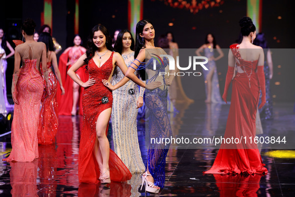 Contestants walk the ramp during the grand finale of Miss Universe India 2024 in Jaipur, Rajasthan, India, on September 22, 2024. 