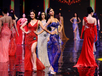 Contestants walk the ramp during the grand finale of Miss Universe India 2024 in Jaipur, Rajasthan, India, on September 22, 2024. (