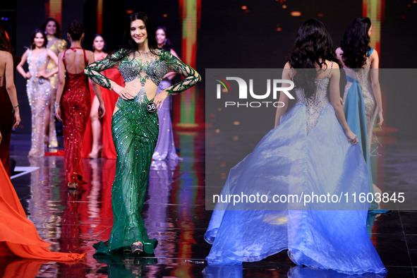 Contestants walk the ramp during the grand finale of Miss Universe India 2024 in Jaipur, Rajasthan, India, on September 22, 2024. 