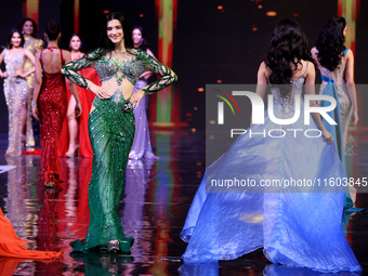 Contestants walk the ramp during the grand finale of Miss Universe India 2024 in Jaipur, Rajasthan, India, on September 22, 2024. (