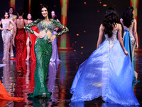 Contestants walk the ramp during the grand finale of Miss Universe India 2024 in Jaipur, Rajasthan, India, on September 22, 2024. (