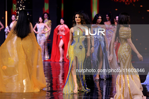 Contestants walk the ramp during the grand finale of Miss Universe India 2024 in Jaipur, Rajasthan, India, on September 22, 2024. 