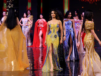 Contestants walk the ramp during the grand finale of Miss Universe India 2024 in Jaipur, Rajasthan, India, on September 22, 2024. (