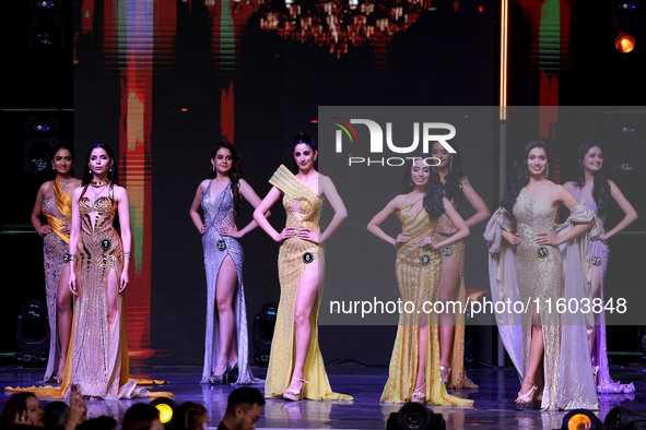 Contestants walk on the ramp during the grand finale of Miss Universe India 2024 in Jaipur, Rajasthan, India, on September 22, 2024. 