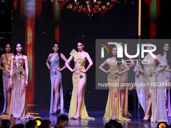 Contestants walk on the ramp during the grand finale of Miss Universe India 2024 in Jaipur, Rajasthan, India, on September 22, 2024. (