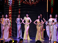 Contestants walk on the ramp during the grand finale of Miss Universe India 2024 in Jaipur, Rajasthan, India, on September 22, 2024. (