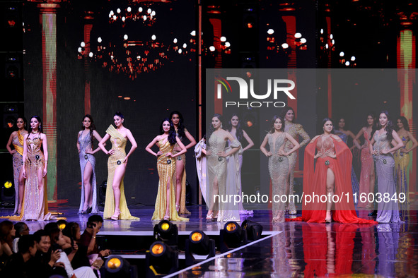 Contestants walk on the ramp during the grand finale of Miss Universe India 2024 in Jaipur, Rajasthan, India, on September 22, 2024. 