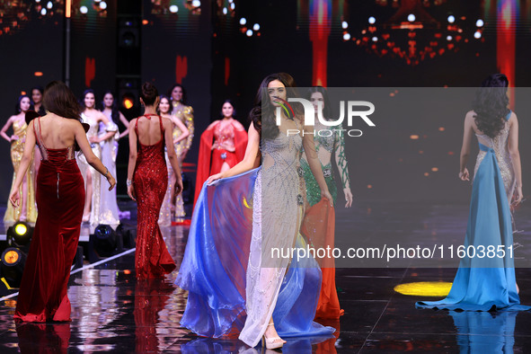 Contestants walk the ramp during the grand finale of Miss Universe India 2024 in Jaipur, Rajasthan, India, on September 22, 2024. 