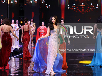 Contestants walk the ramp during the grand finale of Miss Universe India 2024 in Jaipur, Rajasthan, India, on September 22, 2024. (