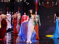 Contestants walk the ramp during the grand finale of Miss Universe India 2024 in Jaipur, Rajasthan, India, on September 22, 2024. (