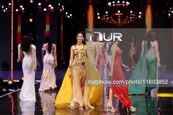 Contestants walk the ramp during the grand finale of Miss Universe India 2024 in Jaipur, Rajasthan, India, on September 22, 2024. 