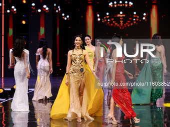 Contestants walk the ramp during the grand finale of Miss Universe India 2024 in Jaipur, Rajasthan, India, on September 22, 2024. (