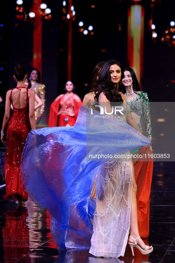 Contestants walk the ramp during the grand finale of Miss Universe India 2024 in Jaipur, Rajasthan, India, on September 22, 2024. 